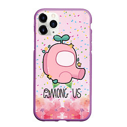 Чехол iPhone 11 Pro матовый Among Us girl, цвет: 3D-фиолетовый