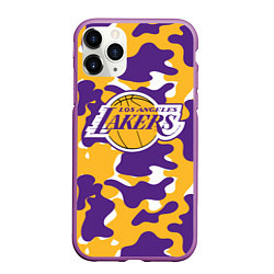 Чехол iPhone 11 Pro матовый LA LAKERS ЛЕЙКЕРС, цвет: 3D-фиолетовый