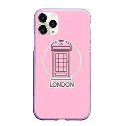 Чехол iPhone 11 Pro матовый Телефонная будка, London, цвет: 3D-светло-сиреневый