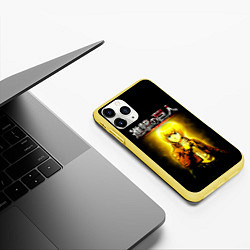 Чехол iPhone 11 Pro матовый Атака на титанов, цвет: 3D-желтый — фото 2
