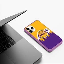 Чехол iPhone 11 Pro матовый LOS ANGELES LAKERS, цвет: 3D-фиолетовый — фото 2