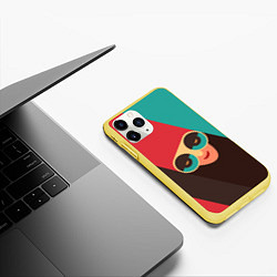 Чехол iPhone 11 Pro матовый RETDO FACE, цвет: 3D-желтый — фото 2