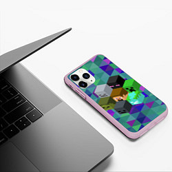 Чехол iPhone 11 Pro матовый Minecraft, цвет: 3D-розовый — фото 2