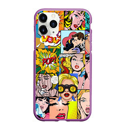 Чехол iPhone 11 Pro матовый Pop Art, цвет: 3D-фиолетовый