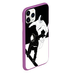 Чехол iPhone 11 Pro матовый Сноубордисты, цвет: 3D-фиолетовый — фото 2