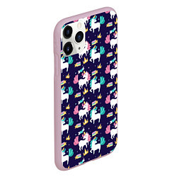 Чехол iPhone 11 Pro матовый Unicorn pattern, цвет: 3D-розовый — фото 2