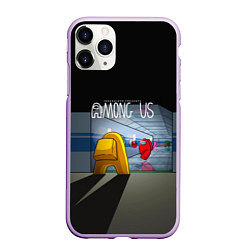 Чехол iPhone 11 Pro матовый Among Us in the tunnel, цвет: 3D-сиреневый