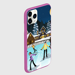 Чехол iPhone 11 Pro матовый Рождественский каток, цвет: 3D-фиолетовый — фото 2