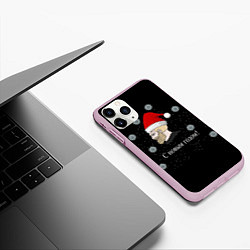Чехол iPhone 11 Pro матовый С новым годом!, цвет: 3D-розовый — фото 2