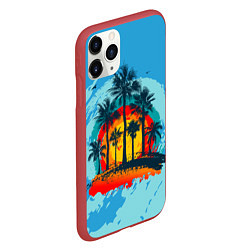 Чехол iPhone 11 Pro матовый Море Пальмы Песок, цвет: 3D-красный — фото 2