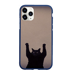 Чехол iPhone 11 Pro матовый Кот сдается, цвет: 3D-тёмно-синий