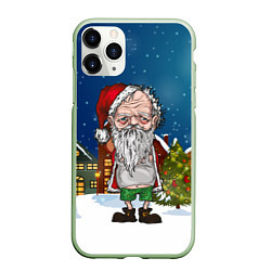 Чехол iPhone 11 Pro матовый Уставший Санта