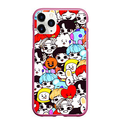 Чехол iPhone 11 Pro матовый BTS BT21, цвет: 3D-малиновый