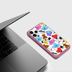 Чехол iPhone 11 Pro матовый BTS BT21, цвет: 3D-малиновый — фото 2