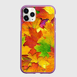 Чехол iPhone 11 Pro матовый Осенние листья, цвет: 3D-фиолетовый