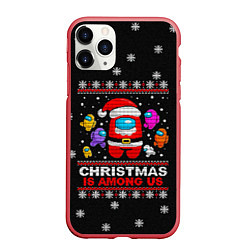 Чехол iPhone 11 Pro матовый Among Us Рождество, цвет: 3D-красный