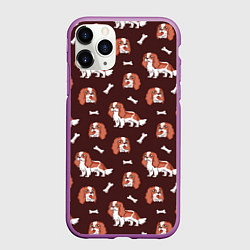 Чехол iPhone 11 Pro матовый Спаниели, цвет: 3D-фиолетовый