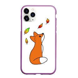Чехол iPhone 11 Pro матовый Лиса С Листиками, цвет: 3D-фиолетовый
