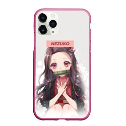 Чехол iPhone 11 Pro матовый Nezuko, цвет: 3D-малиновый