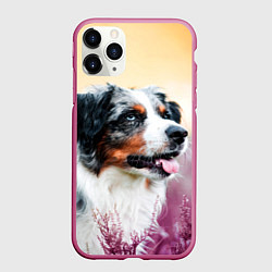 Чехол iPhone 11 Pro матовый Австралийская Овчарка, цвет: 3D-малиновый