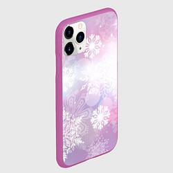 Чехол iPhone 11 Pro матовый Снежинки, цвет: 3D-фиолетовый — фото 2