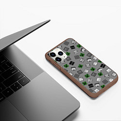 Чехол iPhone 11 Pro матовый Minecraft, цвет: 3D-коричневый — фото 2