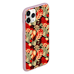 Чехол iPhone 11 Pro матовый Осенние листья, цвет: 3D-розовый — фото 2