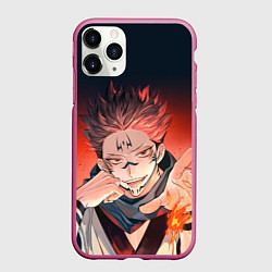 Чехол iPhone 11 Pro матовый Магическая битва, цвет: 3D-малиновый