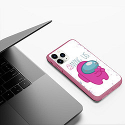 Чехол iPhone 11 Pro матовый Among Us Love Z, цвет: 3D-малиновый — фото 2