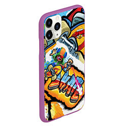 Чехол iPhone 11 Pro матовый Brawl Stars skateboard , цвет: 3D-фиолетовый — фото 2