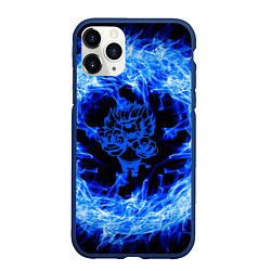 Чехол iPhone 11 Pro матовый Лев в синем пламени