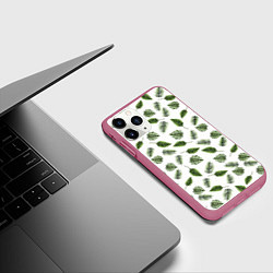 Чехол iPhone 11 Pro матовый Папоротник, цвет: 3D-малиновый — фото 2