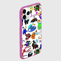 Чехол iPhone 11 Pro матовый AMONG US STICKERBOMBING, цвет: 3D-фиолетовый — фото 2