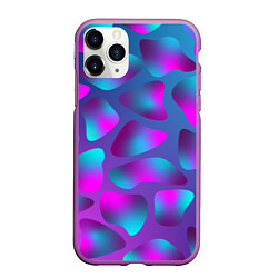 Чехол iPhone 11 Pro матовый Неоновые капли, цвет: 3D-фиолетовый