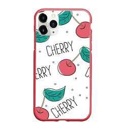 Чехол iPhone 11 Pro матовый Вишенки Cherry, цвет: 3D-красный