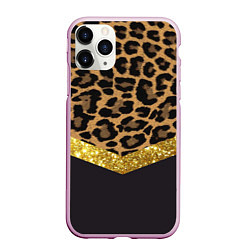 Чехол iPhone 11 Pro матовый Леопардовый принт, цвет: 3D-розовый