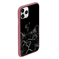Чехол iPhone 11 Pro матовый Говорящий кот, цвет: 3D-малиновый — фото 2