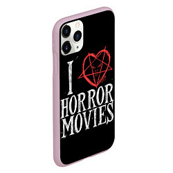 Чехол iPhone 11 Pro матовый I Love Horror Movies, цвет: 3D-розовый — фото 2