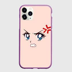 Чехол iPhone 11 Pro матовый Angry anime girl, цвет: 3D-фиолетовый