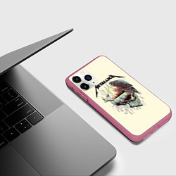 Чехол iPhone 11 Pro матовый Metallica, цвет: 3D-малиновый — фото 2