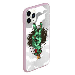 Чехол iPhone 11 Pro матовый Zombie peace hand, цвет: 3D-розовый — фото 2