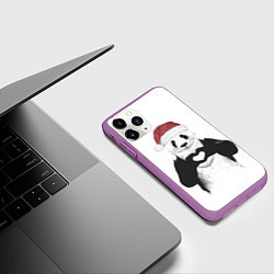 Чехол iPhone 11 Pro матовый Панда Клаус, цвет: 3D-фиолетовый — фото 2