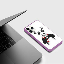 Чехол iPhone 11 Pro матовый Новогодний Панда, цвет: 3D-фиолетовый — фото 2