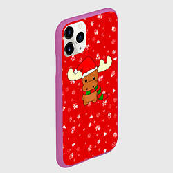 Чехол iPhone 11 Pro матовый НОВОГОДНИЙ ОЛЕНЁНОК, цвет: 3D-фиолетовый — фото 2