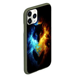 Чехол iPhone 11 Pro матовый Волки в огне, цвет: 3D-темно-зеленый — фото 2