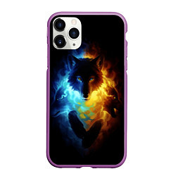 Чехол iPhone 11 Pro матовый Волки в огне, цвет: 3D-фиолетовый
