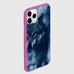 Чехол iPhone 11 Pro матовый Красивый волк, цвет: 3D-фиолетовый — фото 2