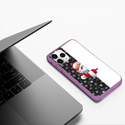 Чехол iPhone 11 Pro матовый Дедушка Мороз, цвет: 3D-фиолетовый — фото 2
