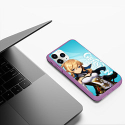 Чехол iPhone 11 Pro матовый GENSHIN IMPACT, ДЖИНН, цвет: 3D-фиолетовый — фото 2