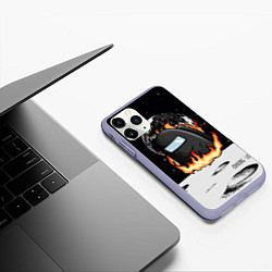 Чехол iPhone 11 Pro матовый Among Us fire, цвет: 3D-светло-сиреневый — фото 2